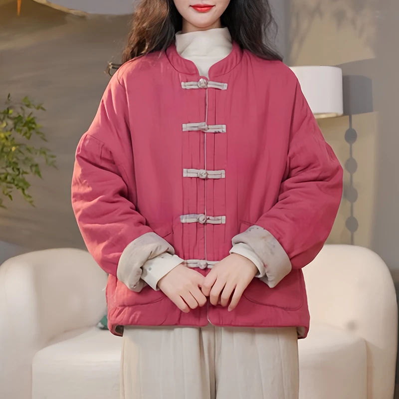 轻国风出街保暖双面棉服女装2025秋冬季新款通勤冬日温柔休闲外套