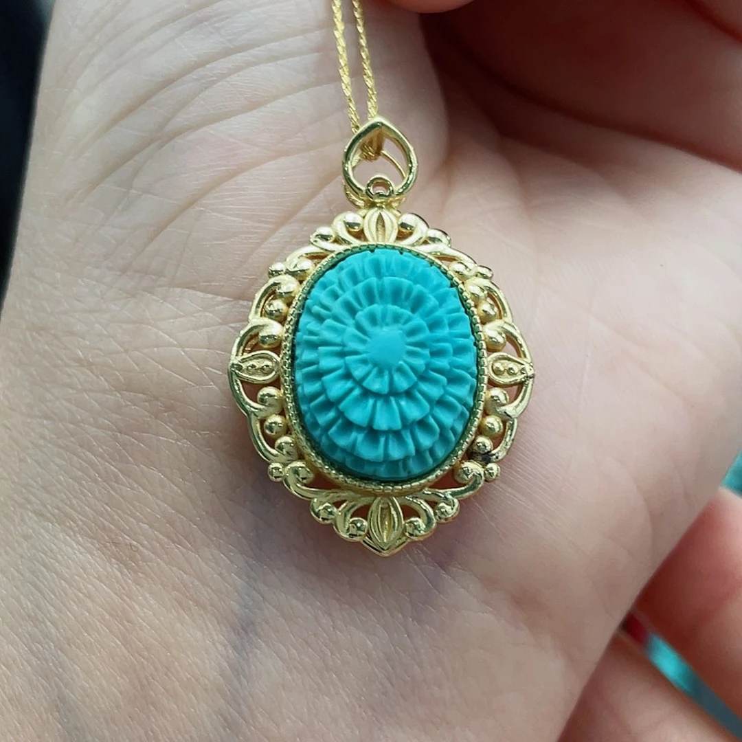 绿松石颈饰银S925镶嵌