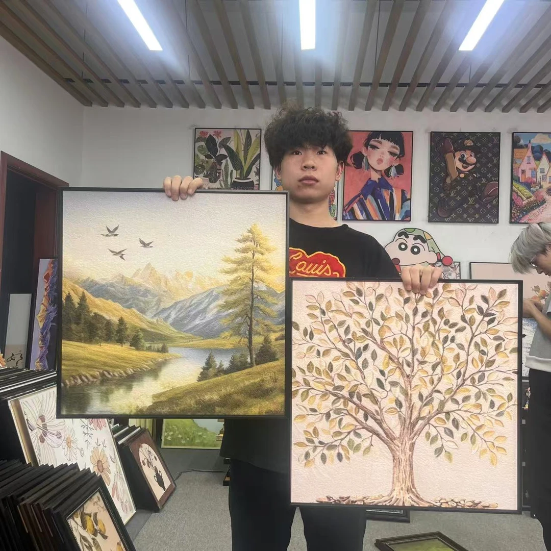 北欧奶油日照金山客厅餐厅玄关山水壁画奶油风沙发背景墙挂画502