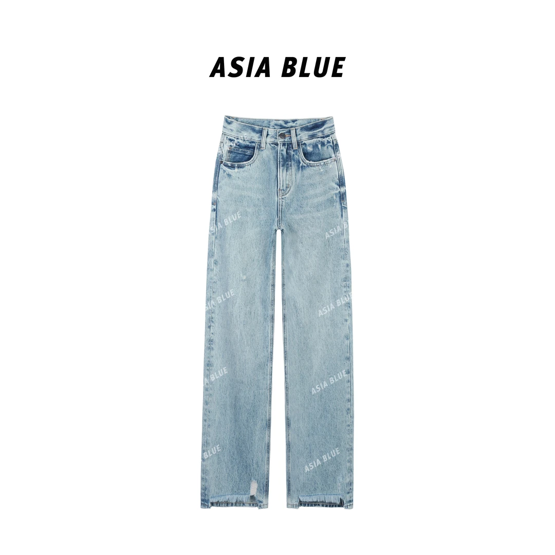 【ASIA BLUE】· 时令 · 2025春季无弹裤脚不规则直筒牛仔裤DW9011