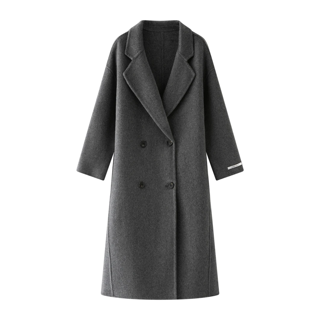 【JIALENI佳乐妮】经典长毛四粒扣羊毛大衣百搭高级感毛呢外套3888