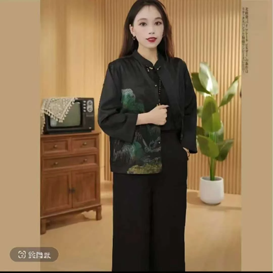 （醉青山）2025新中式妈妈外套春秋新款双面双穿女装