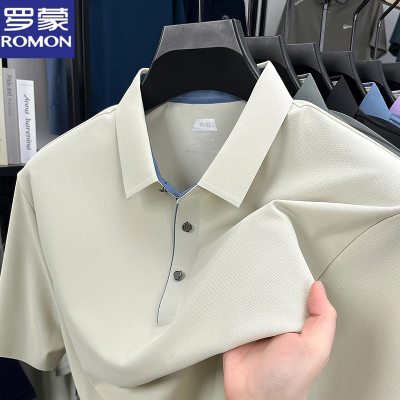 罗蒙夏季新款男士短袖T恤POLO衫中年商务休闲时尚百搭短袖体恤男