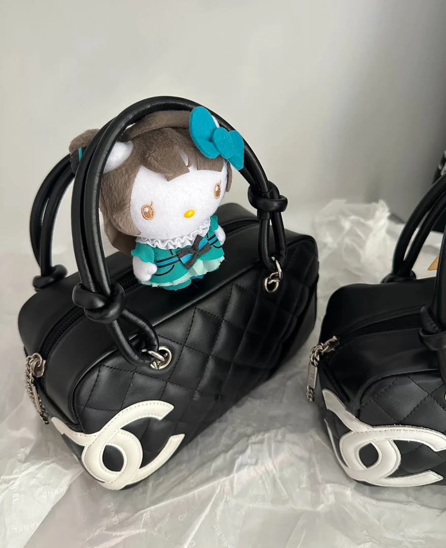 95新 Chanel/香奈儿 黑白康鹏nano保龄球包 21cm 18968679