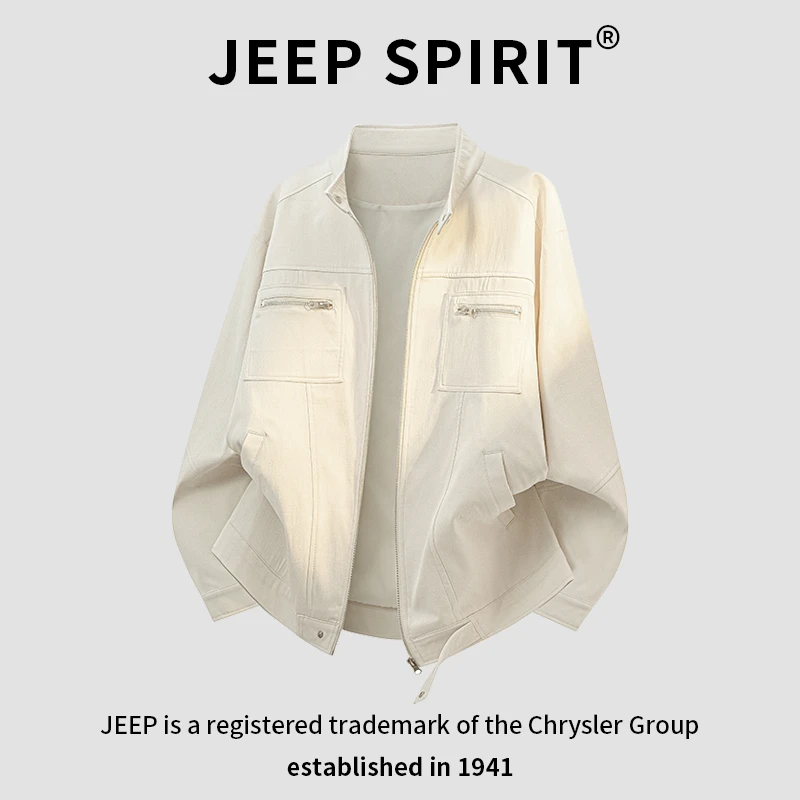 JEEPSPIRIT吉普美式潮牌工装夹克男春秋季多口袋大码宽松休闲外套