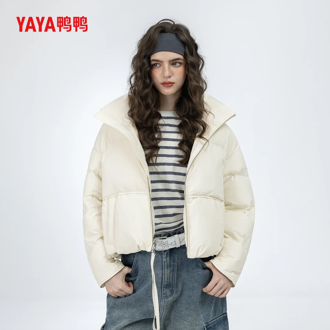 YAYA鸭鸭官方新国标90绒羽绒服秋冬新款时尚休闲百搭女士短款外套