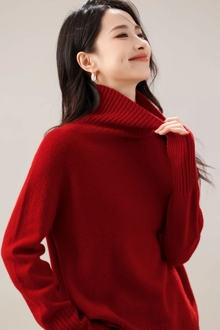 【01王菲款】100羊毛衫高领加厚宽松纯色百搭长袖针织羊毛衫