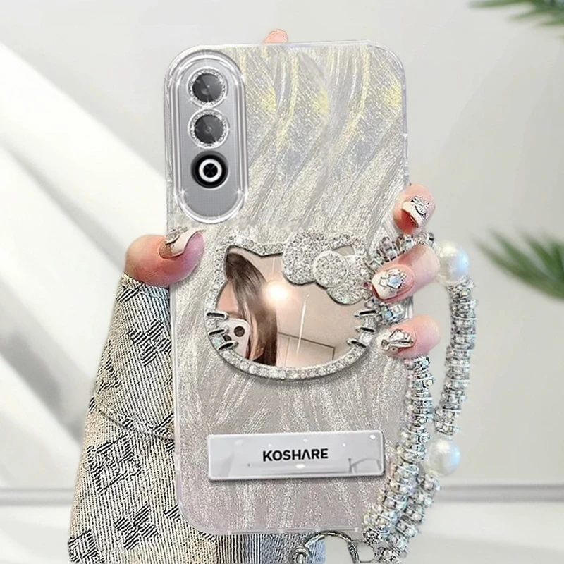 自带镜头膜OPPOK12Plus手机壳镶钻kt猫镜子PKS110全包k12保护套羽