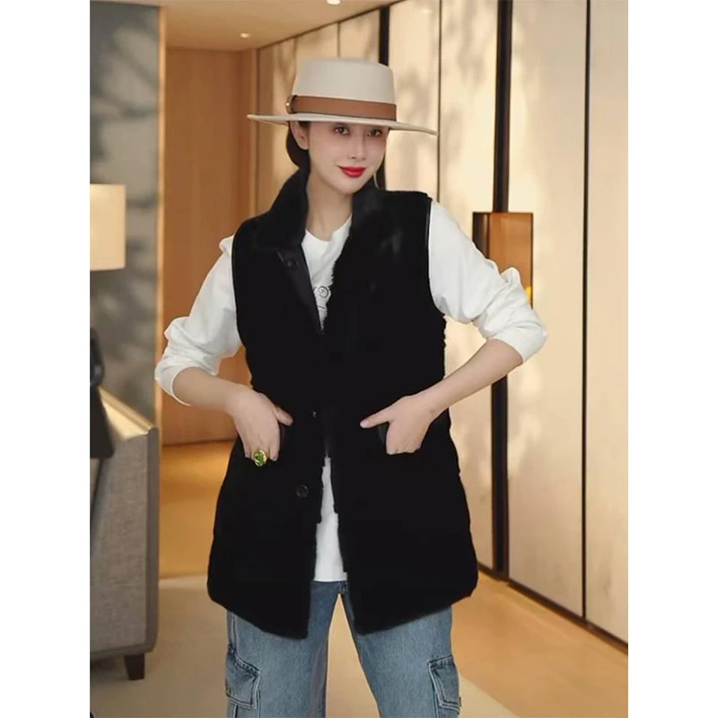 TRACYCHU创意款双面穿着水貂毛千金洋气百搭时尚舒适女士时装马甲