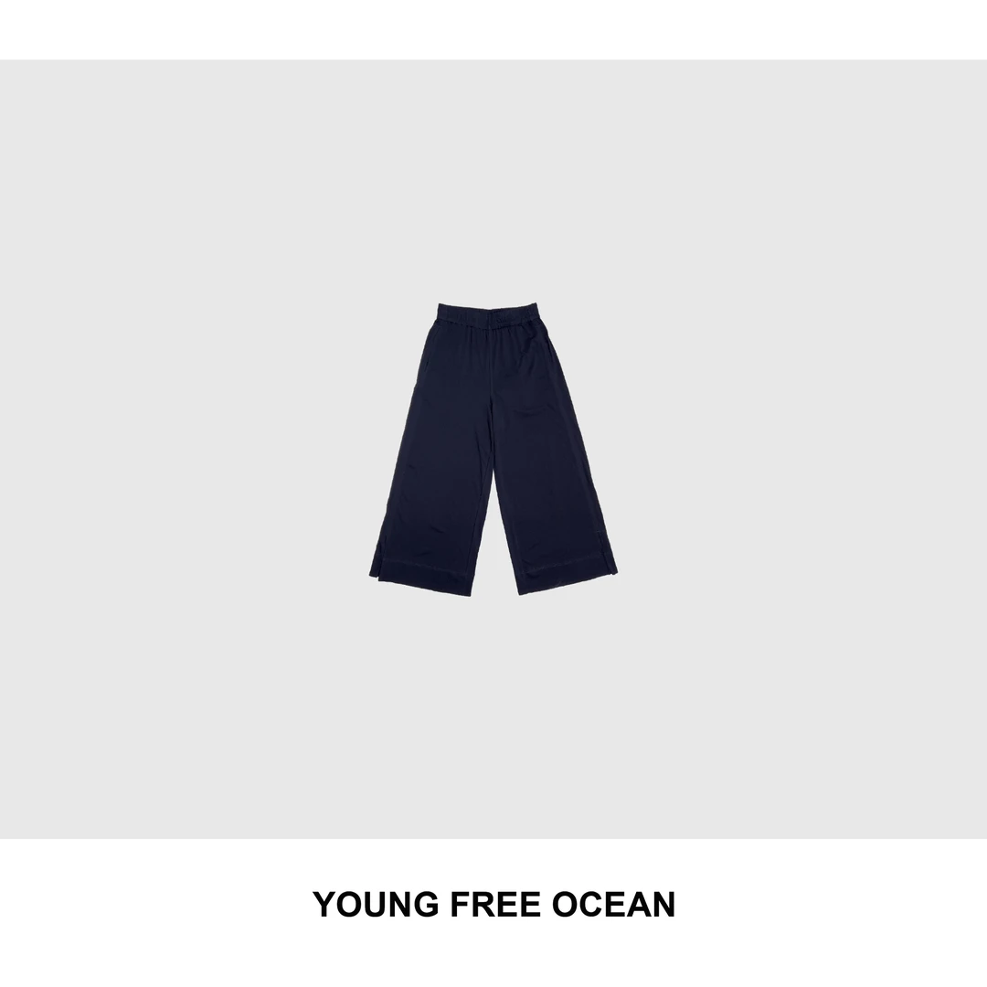 YOUNG FREE OCEAN2025夏款 松紧腰九分开叉凉快裤9283