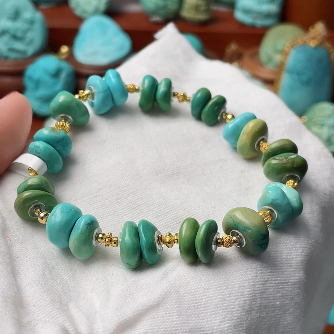 绿松石珠宝半成品18K金镶嵌