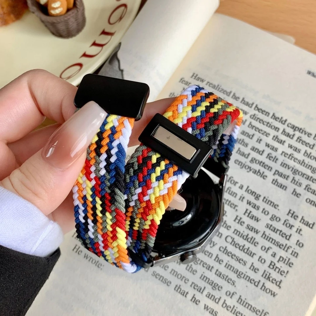 适用华为GT4GT3磁吸手表gt5pro表带编织尼龙弹力夏季华为gt2pro