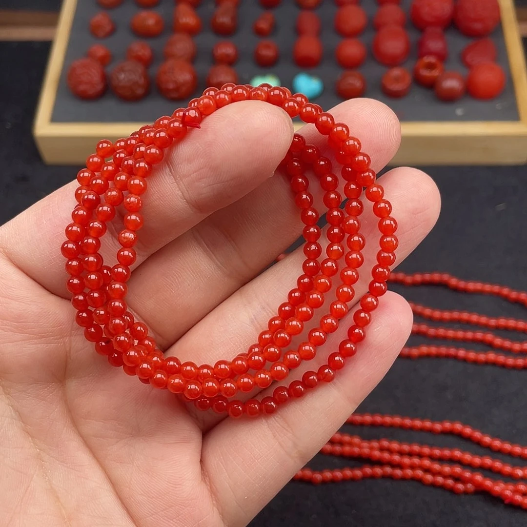 南红玛瑙3号保山锦红卡4小米链未镶嵌