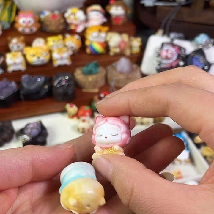 *****桃核吊坠招财猫泡泡玛特+财犬