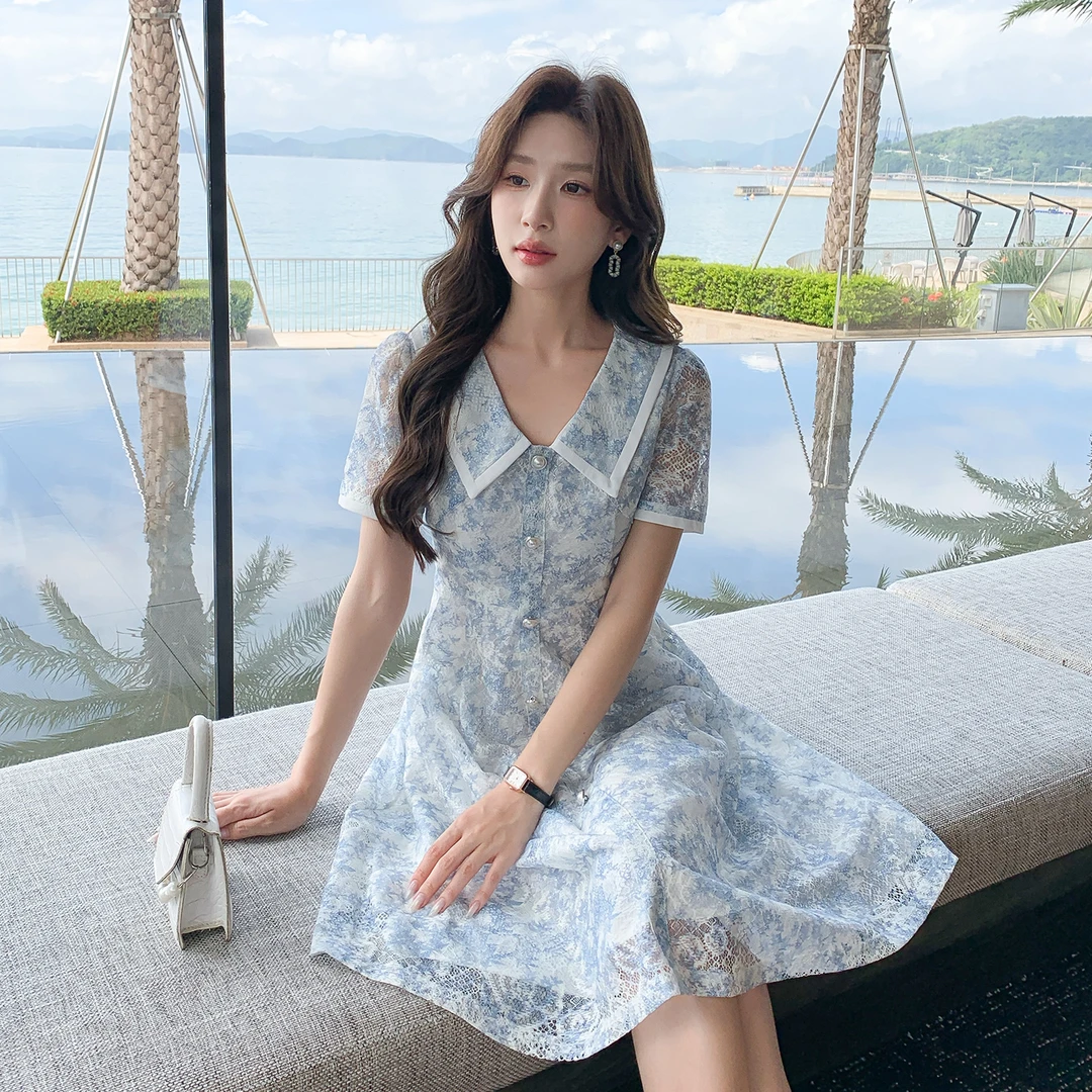 奢姿大码女装2025夏季POLO领气质连衣裙胖妹妹印花设计时尚裙子