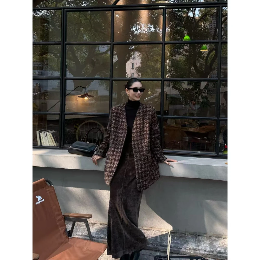 FIINAL《珠光棕雾》亮丝编织粗花呢小香风外套