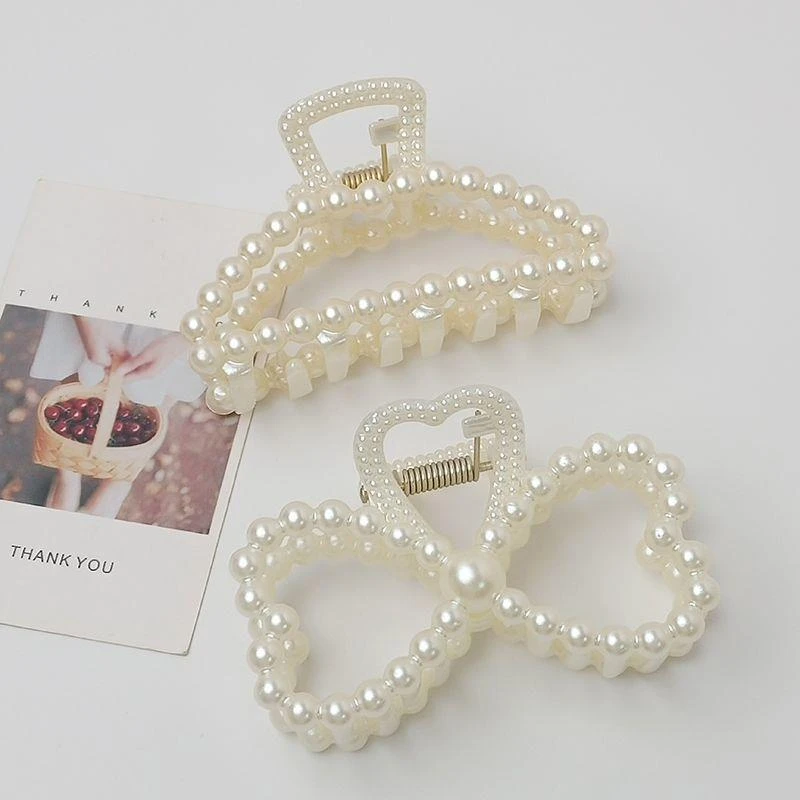 韩版珍珠发抓夹夹子简约头饰气质后脑勺发夹女夏鲨鱼夹网红