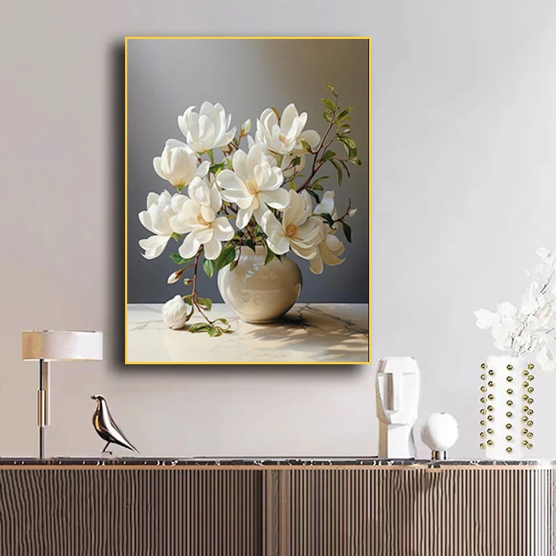 Z44栀子花现代生活简约轻奢小清新晶瓷镶钻璀璨铝合金画福利