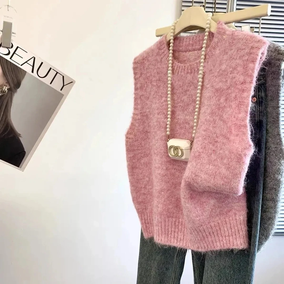 韩系减龄叠穿马甲女新款外穿针织背心减龄时尚春秋显瘦小个子坎肩