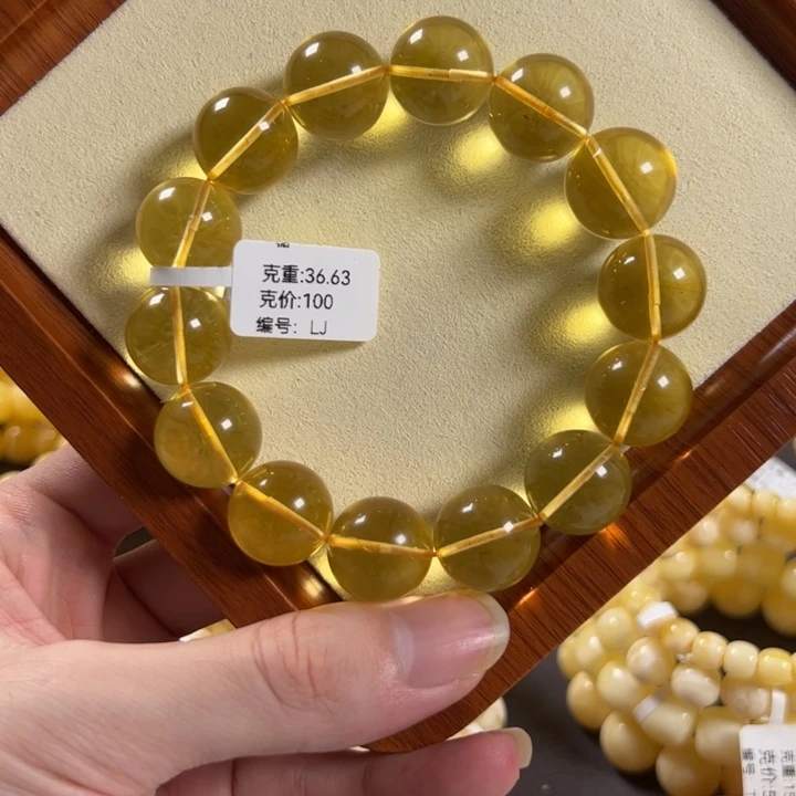 手串琥珀未镶嵌17mm金珀精工圆珠LJ