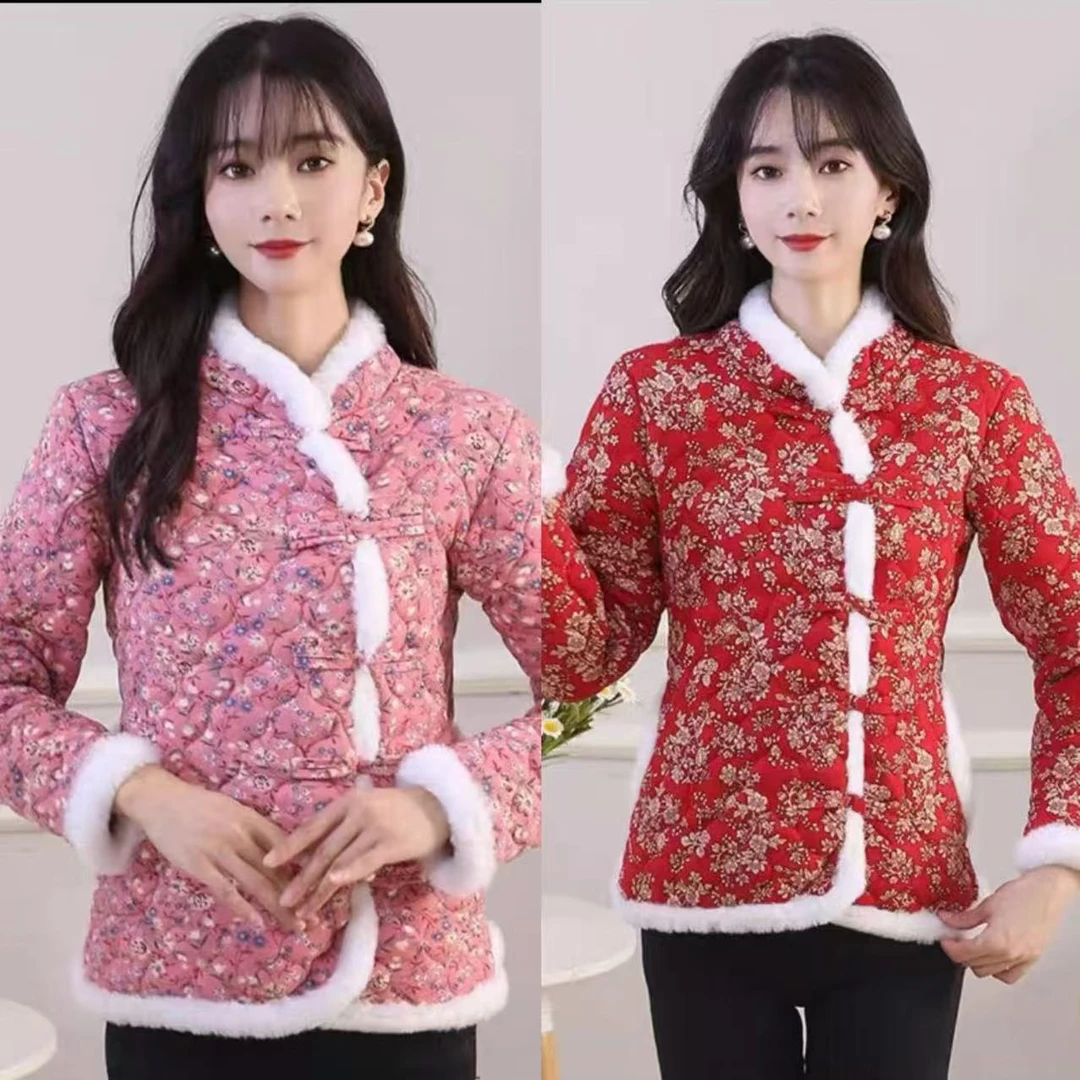 7674-东风花棉袄盘扣（颜色任意）加厚小棉袄