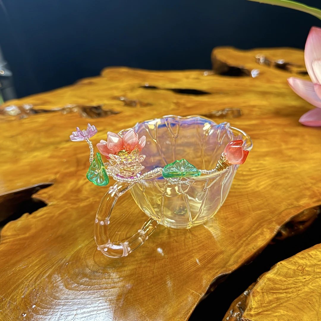 晶焱荷韵侧把公道杯-配套提溜