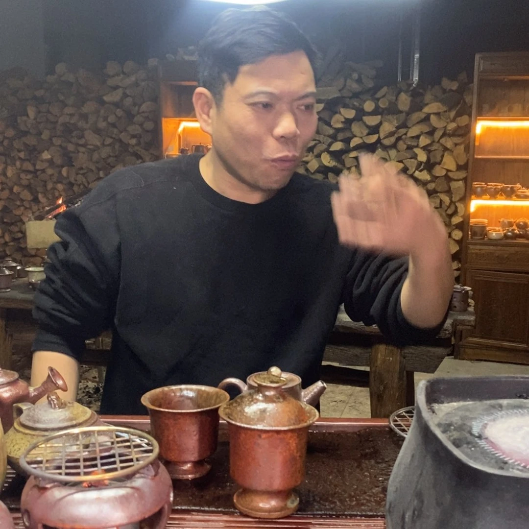 紫砂柴烧紫砂马蹄盖碗