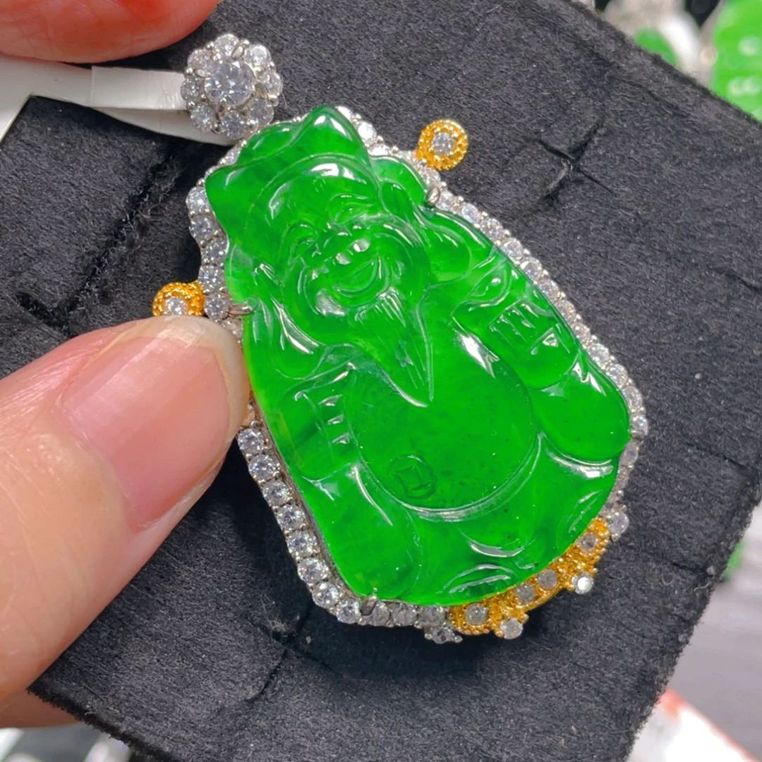 翡翠银S925镶嵌吊坠(不含链)