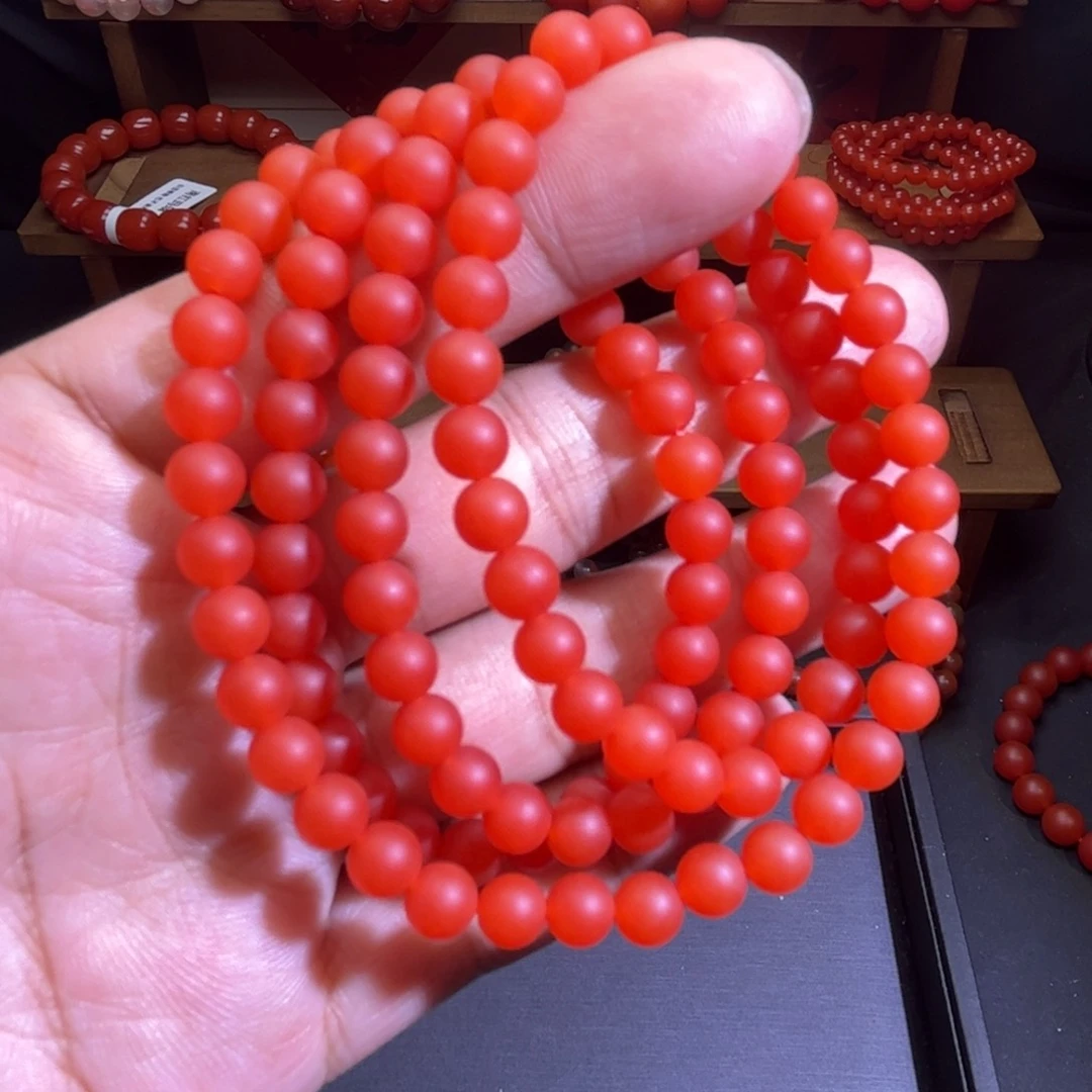 手链未镶嵌南红玛瑙6mm磨砂项链