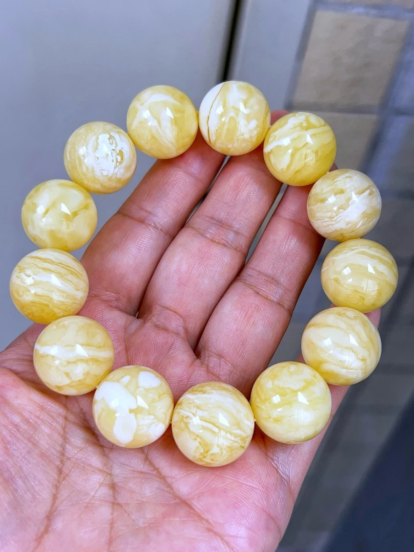 17+俄料瓷白虎皮纹圆珠手串