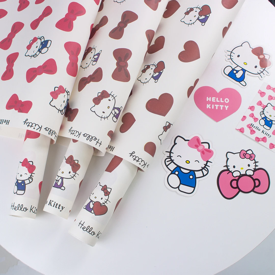 H H 可爱KT猫卡通包装纸  六一鲜花零食包装材料