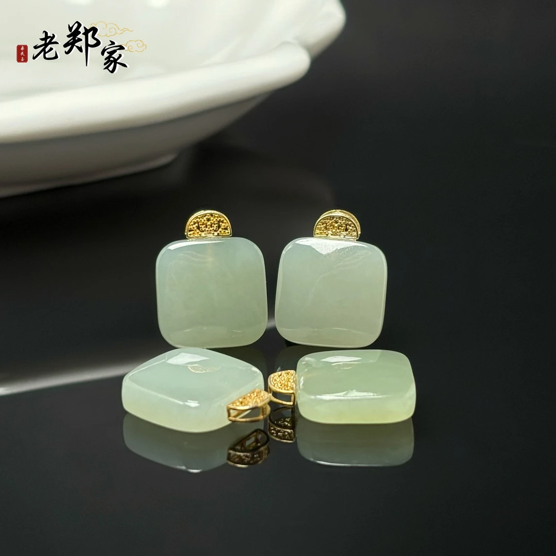 【老郑家】925银和田玉方块吊坠 YL36 多样性发一件 约15*5mm