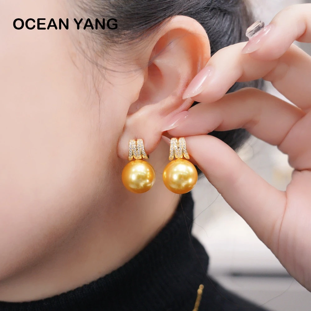 足银耳饰 YyQs——999足银 14mm M扣镶钻款耳钉