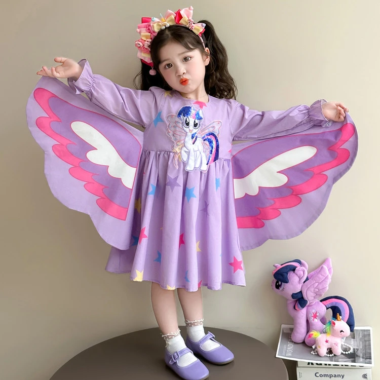 女童秋季连衣裙儿童2025新款小马宝莉蝴蝶公主裙小女孩生日礼服裙