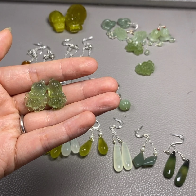 【闪购商品】蛇纹石玉未镶嵌挂件耳饰耳环项链