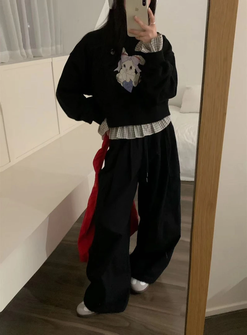 格子拼接打底 韩系百搭显瘦显白单品格子拼接T恤ZB124