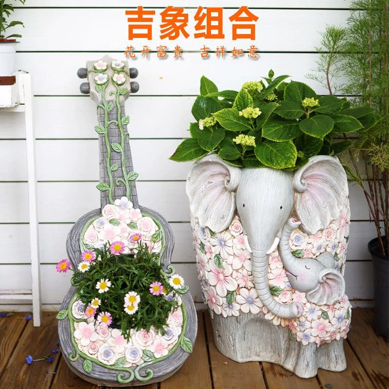 庭院大象装饰摆件别墅花园院子门口一对阳台布置户外造景创意花盆