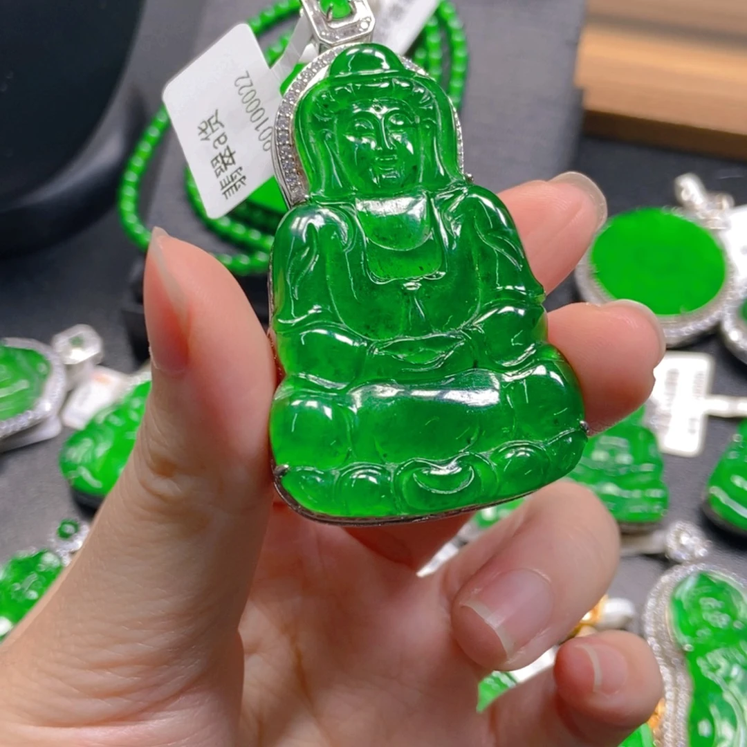 翡翠银S925镶嵌吊坠(不含链)