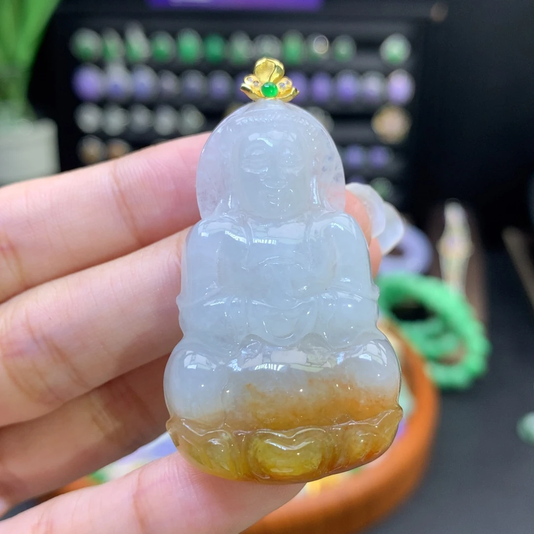 翡翠18K金镶嵌颈饰