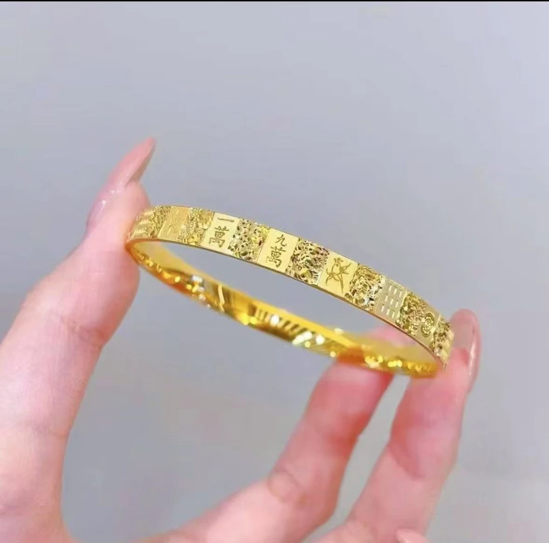 合金手镯 手镯精品麻将碎冰冰金色手镯（发发发）