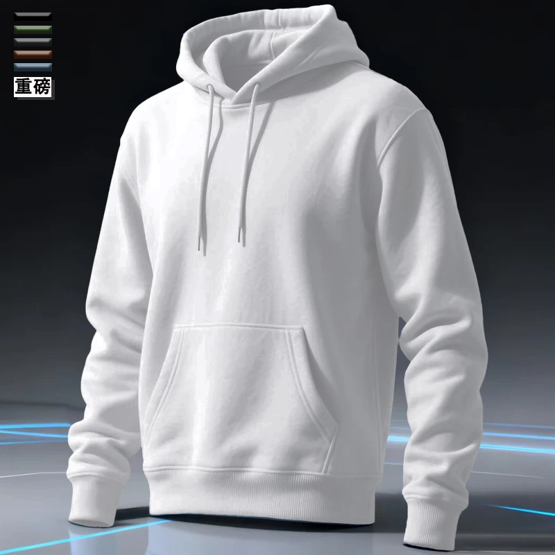 情侣简约连帽卫衣男士秋冬加绒加厚痞帅美式连帽卫衣美式休闲男款
