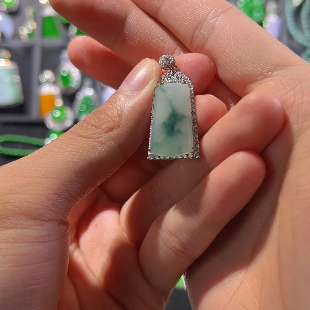 翡翠银S925镶嵌吊坠(不含链)