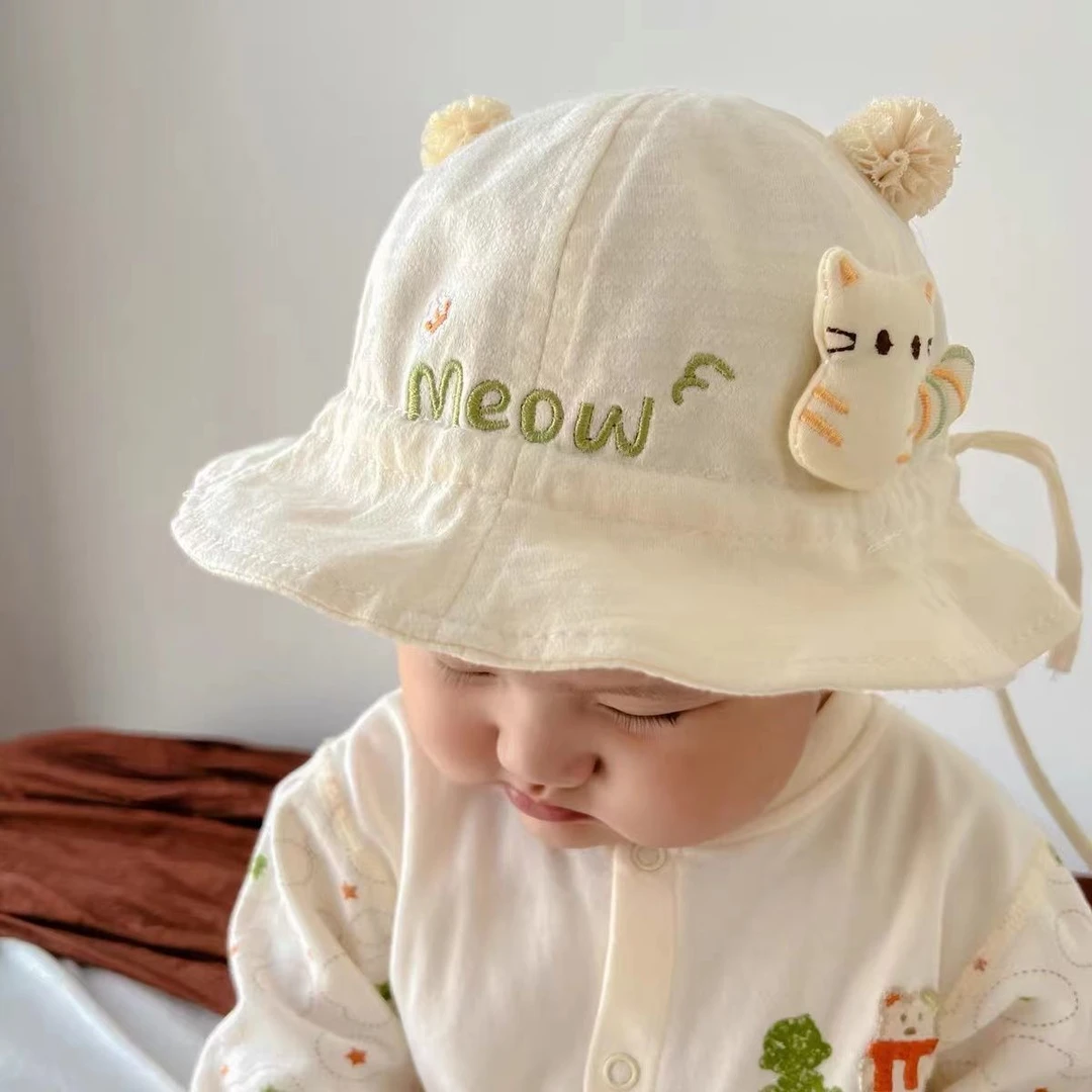 婴儿帽子春秋夏季可调节女宝宝渔夫帽幼儿可爱超萌男童凉帽盆帽