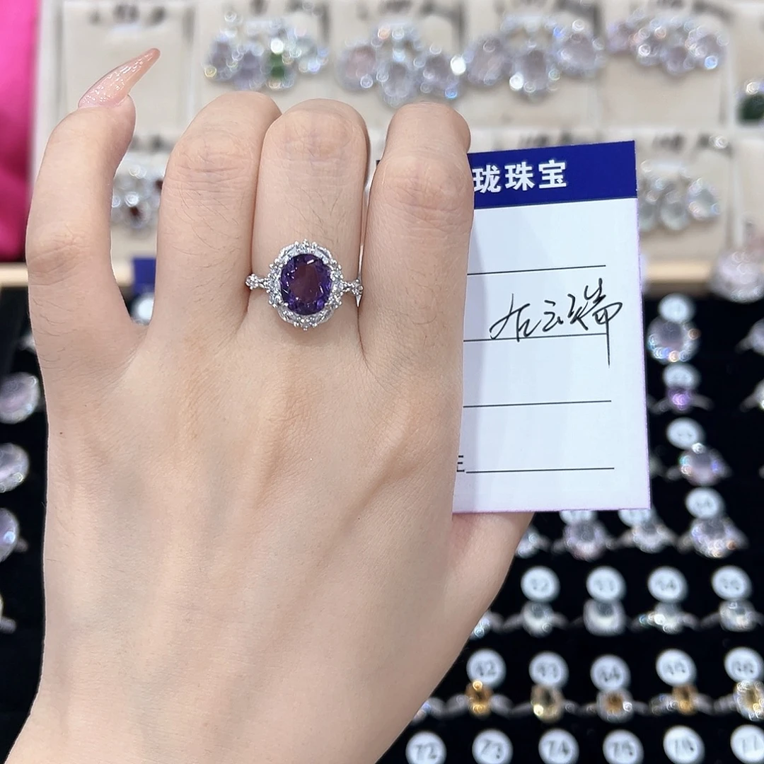 在***。紫晶戒指银S925镶嵌