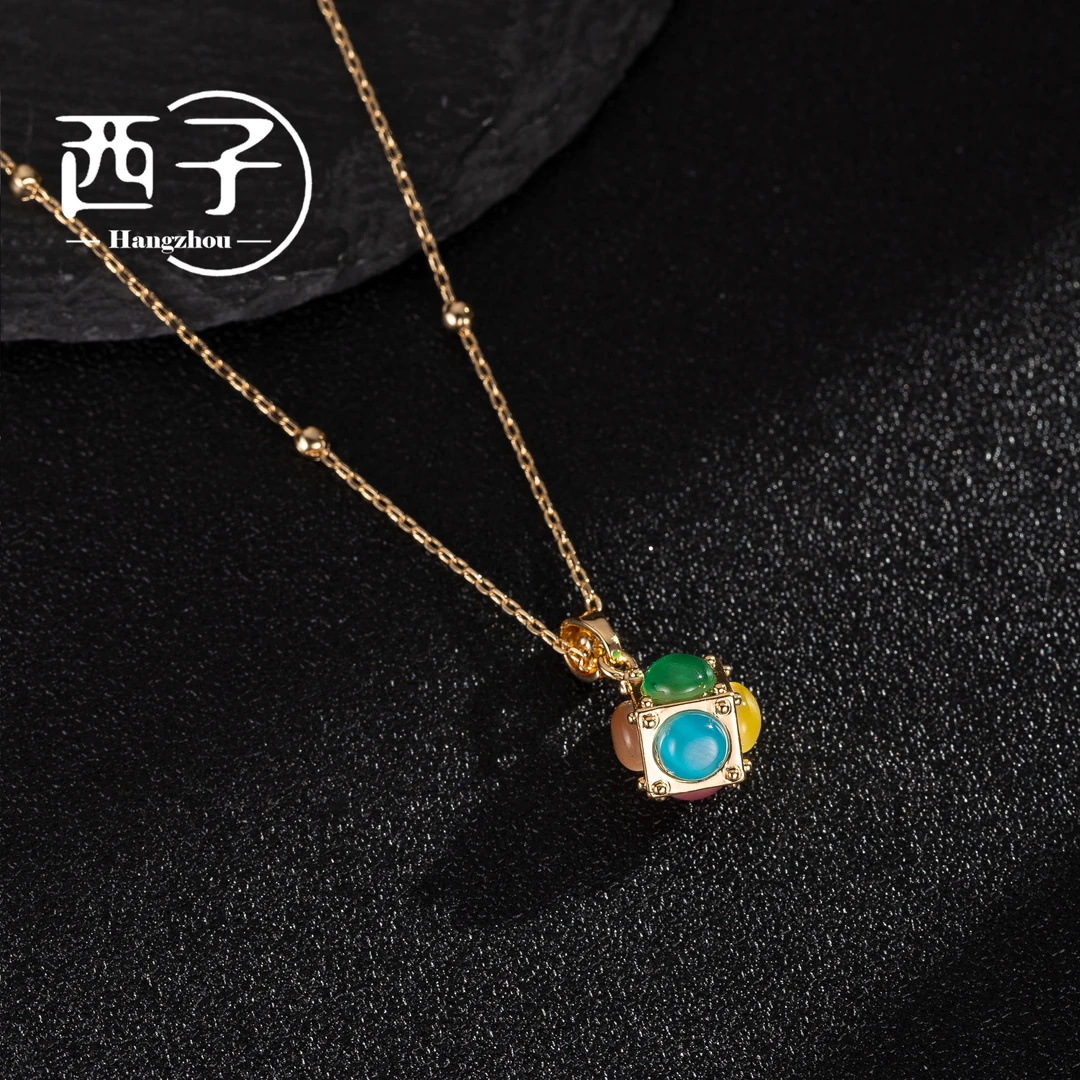 西子饰品高定镀18K金【魅力魔方项链】30岁50岁饰品上档次首饰轻奢