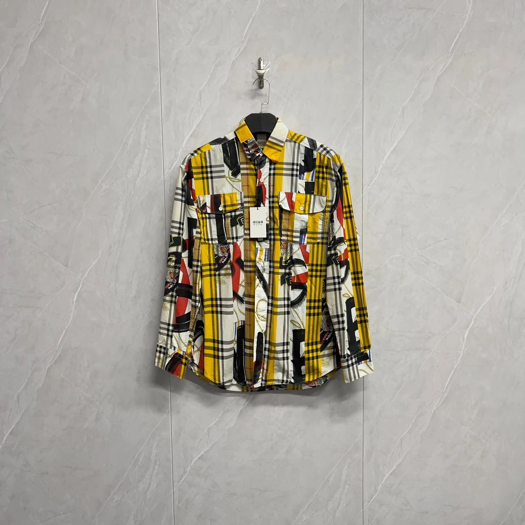 99新 BURBERRY/博柏利 多元素格纹长袖衬衫/S码偏宽松/经典