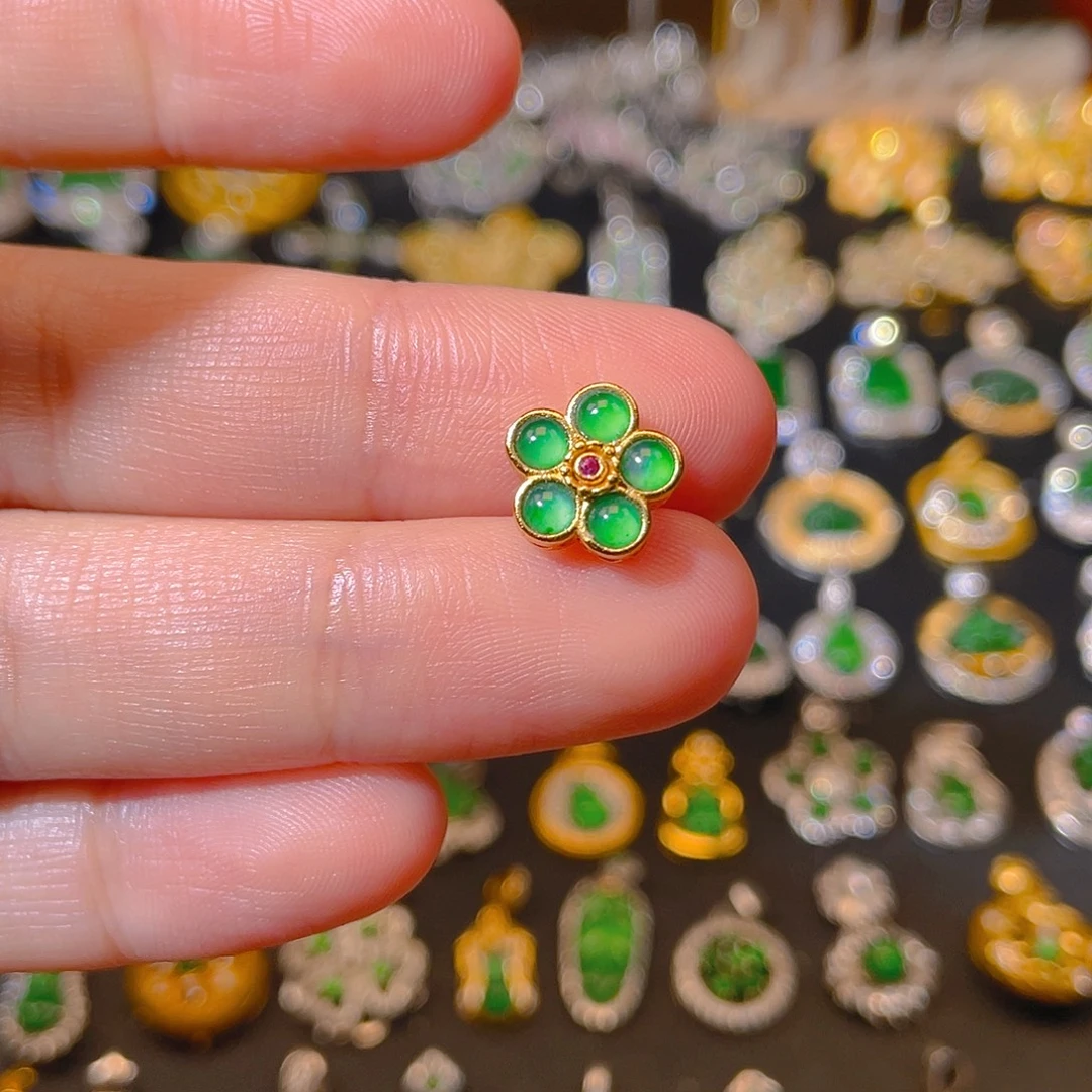 翡翠银S925镶嵌吊坠(不含链)