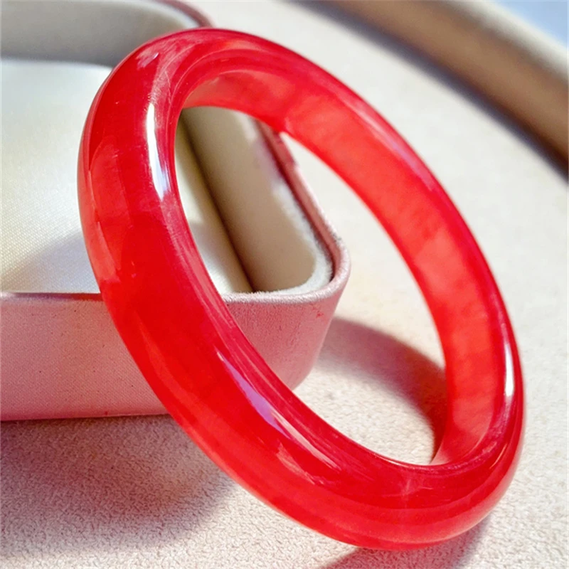 冰种红纹石手镯天然阿根廷国石老矿高冰正圈54圈口