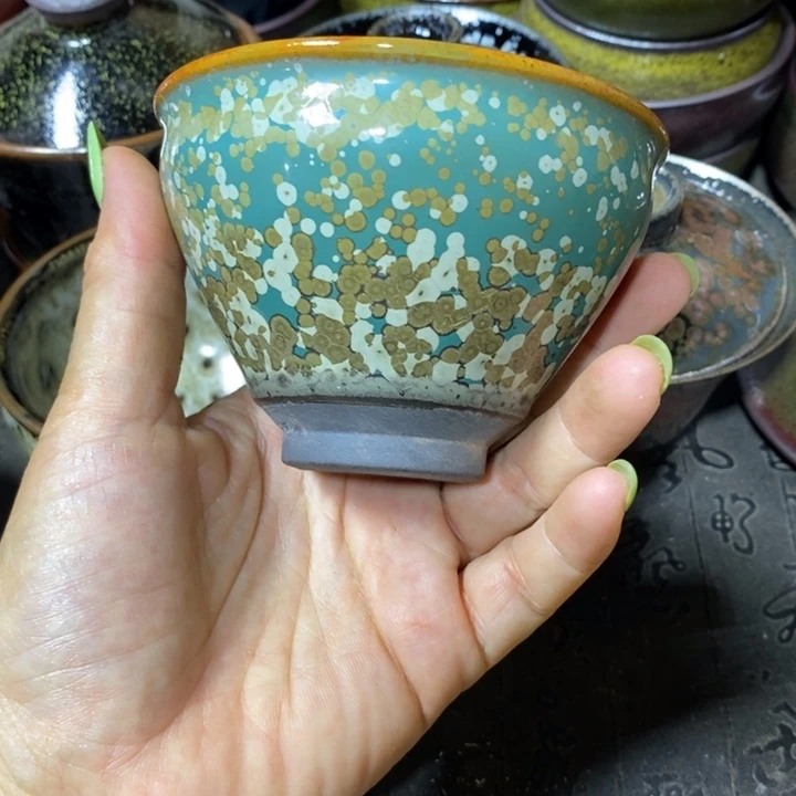 茶盏建阳建盏微瑕束口墨梅