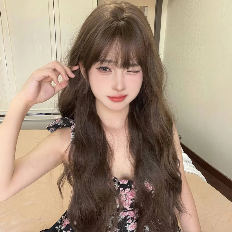 呐森假发女长发长卷羊毛卷空气刘海甜美自然韩系大波浪lolita全头